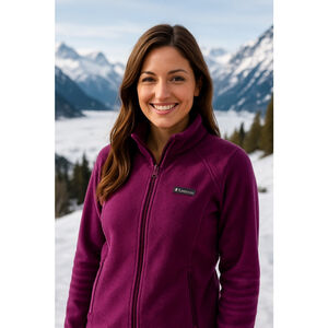 Columbia Fleece Full Zip Jacket L Eggplant Purple Outdoor Granola Hiking Camping